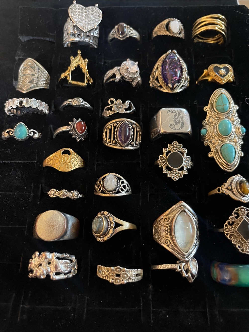 Lot of Different vintage costume rings some stones missing all different sizes!